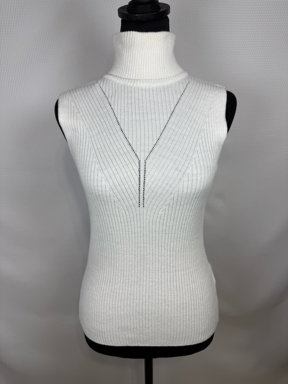 KOTON Sleeveless Ribbed Size Medium Turtleneck Sweater Tank - White